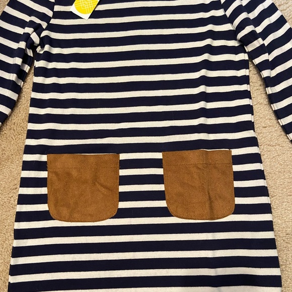 Sophia and Zeke NWT girls size 6 long sleeve dress- navy blue and white stripes - Picture 2 of 6